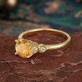 4 Prong Classic Round Citrine Engagement Ring for Women